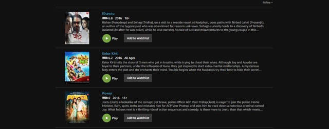 Finally, the ‘Bengali’ section on Amazon Prime.