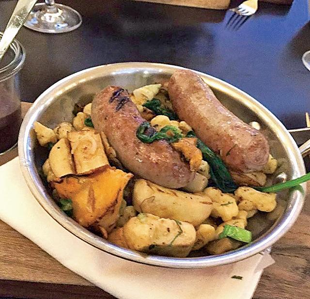 Wild boar sausage at Bank in Vienna Wild boar sausage at Bank in Vienna