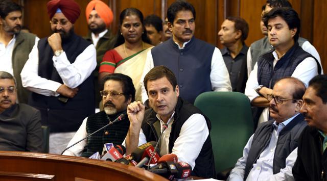 Congress vice-president Rahul Gandhi with party leaders at the Parliament House. (Arun Sharma/HT Photo) Congress vice-president Rahul Gandhi with party leaders at the Parliament House. (Arun Sharma/HT Photo)