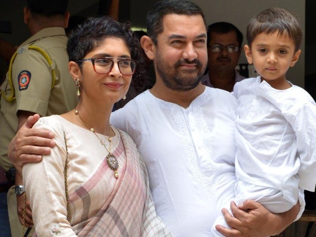 Aamir with son and wife. (AFP)