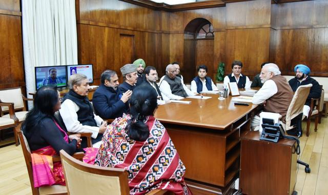 Opposition leaders meeting PM Modi, in New Delhi. (Picture courtesy: PMO) Opposition leaders meeting PM Modi, in New Delhi. (Picture courtesy: PMO)