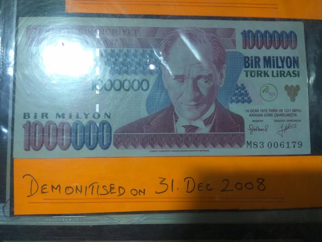 Turkish currency 1,000,000 Lira got demonetised in 2008. (HT Photo) Turkish currency 1,000,000 Lira got demonetised in 2008. (HT Photo)