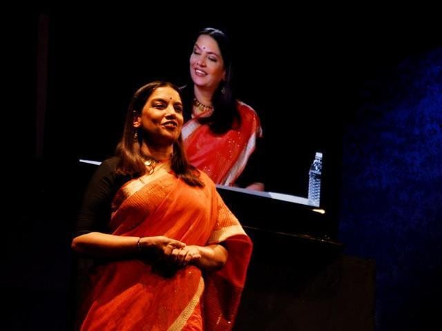 A still of Shabana Azmi from her popular play Broken Images. (HT Photo)