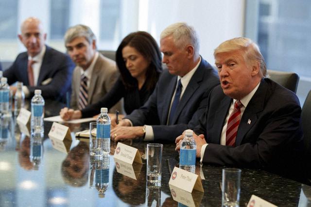 President-elect Donald Trump speaks during a meeting with technology industry leaders at Trump Tower in New York. (AP Photo) President-elect Donald Trump speaks during a meeting with technology industry leaders at Trump Tower in New York. (AP Photo)