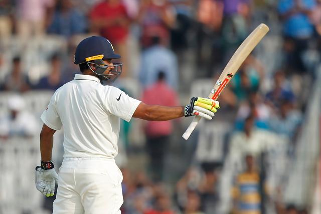 Karun Nair’s maiden fifty and his 150-plus stand with Lokesh Rahul gave India the upper-hand in Chennai. (BCCI)
