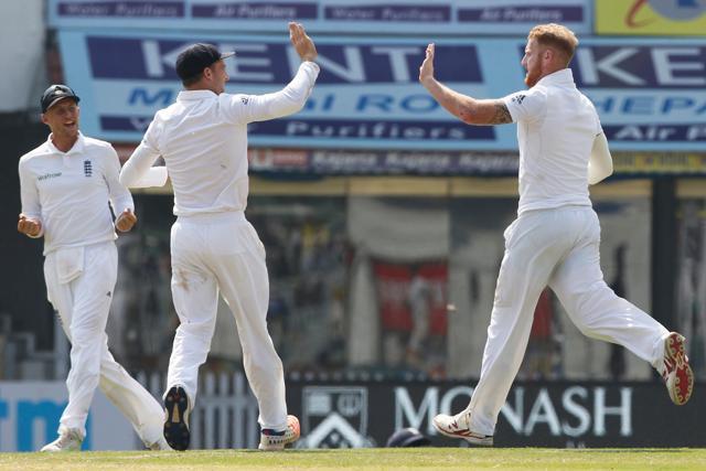 Ben Stokes got the big wicket of Cheteshwar Pujara for 16 as England tried to take some quick wickets in Chennai. (BCCI)