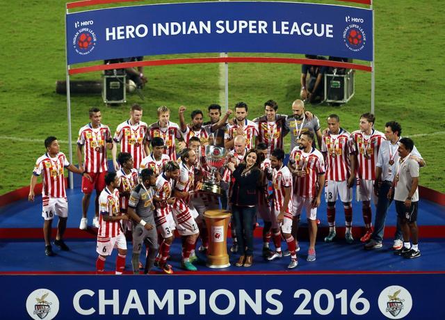 Atletico de Kolkata players celebrate after winning the 2016 Indian Super League title. (Photo: ISL) Atletico de Kolkata players celebrate after winning the 2016 Indian Super League title. (Photo: ISL)