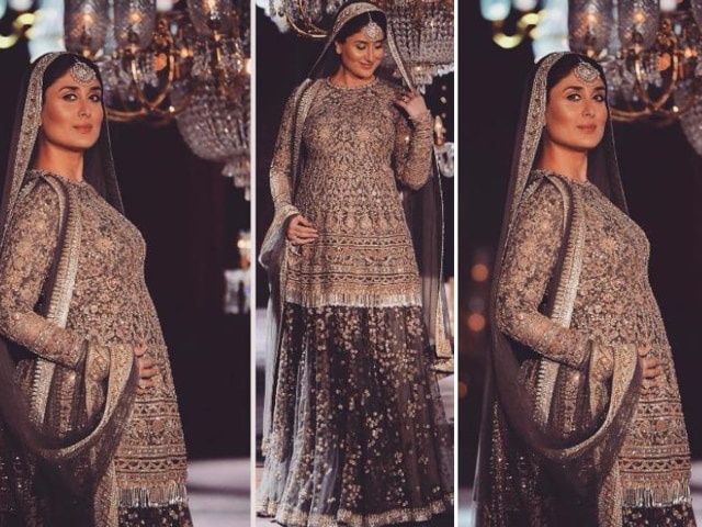 Making the scene in designer Sabyasachi’s creation at the grand finale show of Lakme Fashion Week (LFW) Winter/Festive 2016 in Mumbai, Kareena strutted her stuff and flaunted her growing baby bump.