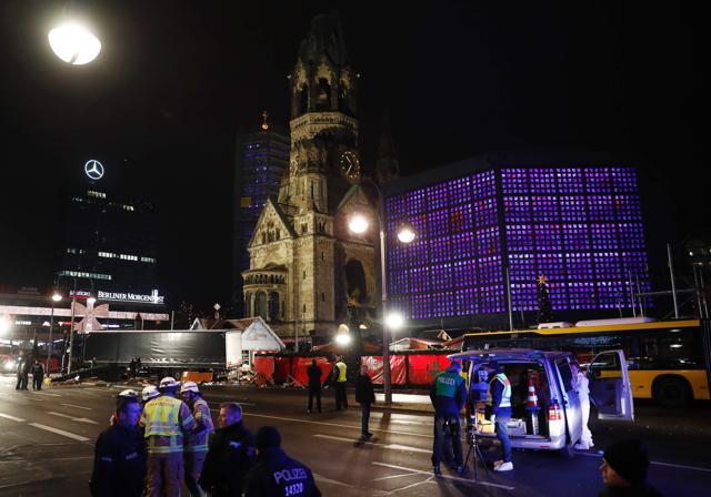 The site where a truck crashed into a Christmas market in Berlin. (AFP Photo)