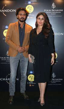 Irrfan Khan and Kareena Kapoor Khan attend the Jio MAMI 18th Mumbai Film Festival in Mumbai on October 24. (AFP)