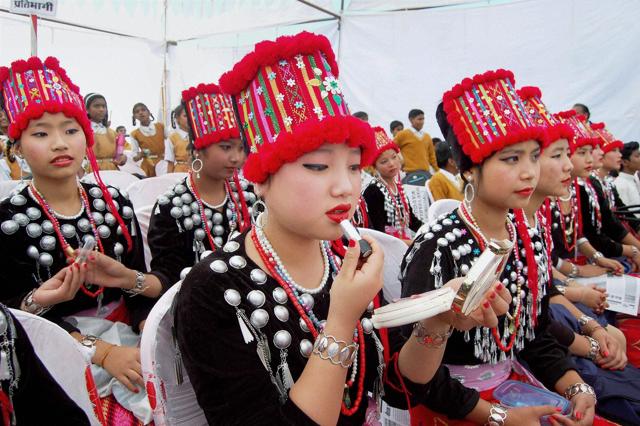 Child artistes from Arunachal Pradesh await for the performance. (PTI) Child artistes from Arunachal Pradesh await for the performance. (PTI)