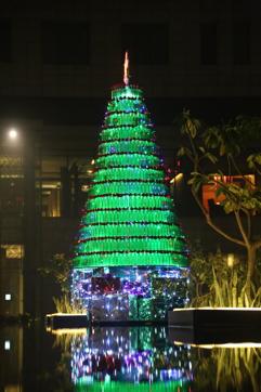 This modern yet sustainable Christmas tree is made of 550 green bottles at Westin, Gurgaon. This modern yet sustainable Christmas tree is made of 550 green bottles at Westin, Gurgaon.