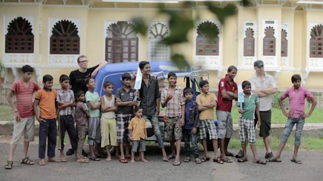 The duo learned to play cricket from children at Mavli in Rajasthan (Photo courtesy: Dayan Muntz and Ron Montgomery)