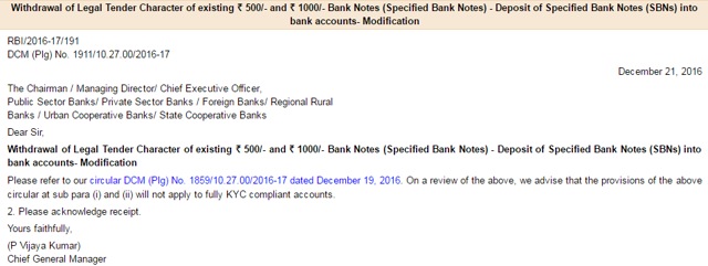 The Reserve Bank of India’s Wednesday press released that partially reversed its Monday notification.