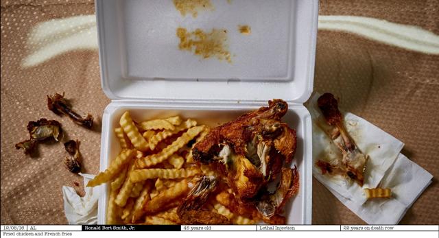 Fried chicken and french fries served to a 45-year-old from Alabama.