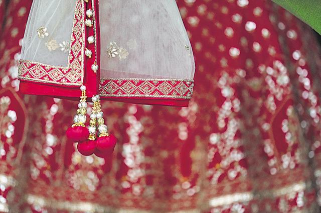 A bridal lehenga with work and latkans. (Waseem Gashroo/ HT) A bridal lehenga with work and latkans. (Waseem Gashroo/ HT)