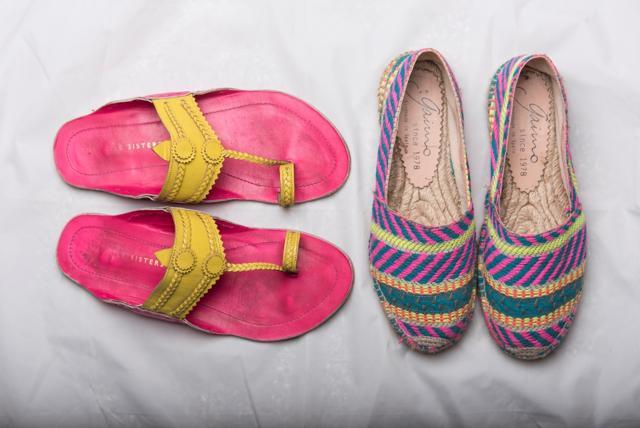 Custom-made Kolhapuris from The Sole Sisters and quirky flats from Gaimo (Photo: Aalok Soni/HT)