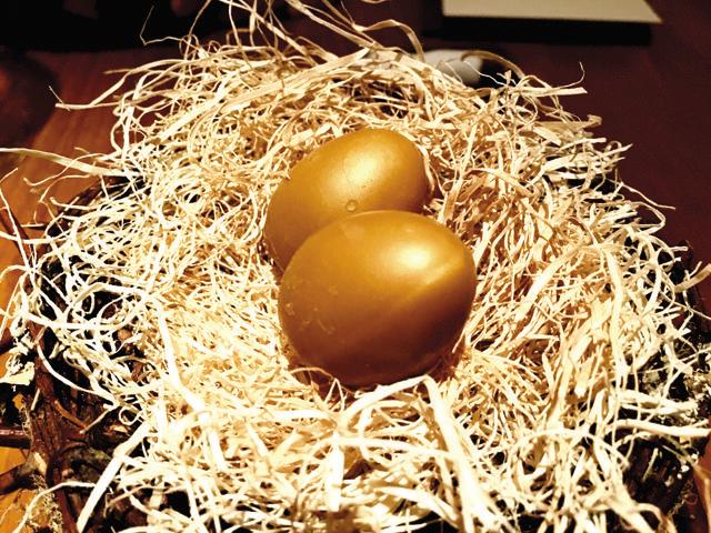 Chestnut eggs at chef Dominique Crenn’s restaurant Atelier Crenn in San Francisco