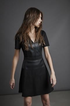 This little black dress from Morgan is cut from two different fabrics and is nipped at the waist, creating a chic and highly feminine style. (Mango) This little black dress from Morgan is cut from two different fabrics and is nipped at the waist, creating a chic and highly feminine style. (Mango)