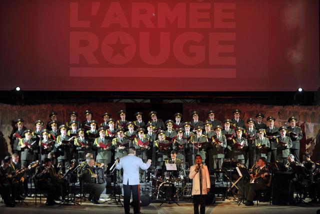 This file photo taken on July 13, 2013 shows members of the Russian group, The Red Army Choir, performing at the opening of the 49th International Festival of Carthage at the Roman Theatre of Carthage. More than 60 members of the internationally renowned choir were on board the Russian military plane that crashed in the Black Sea on Sunday. (AFP) This file photo taken on July 13, 2013 shows members of the Russian group, The Red Army Choir, performing at the opening of the 49th International Festival of Carthage at the Roman Theatre of Carthage. More than 60 members of the internationally renowned choir were on board the Russian military plane that crashed in the Black Sea on Sunday. (AFP)