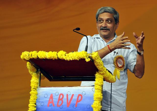 Union defence minister Manohar Parrikar addresses ABVP convention in Indore on Saturday. (Arun Mondhe/HT photo) Union defence minister Manohar Parrikar addresses ABVP convention in Indore on Saturday. (Arun Mondhe/HT photo)