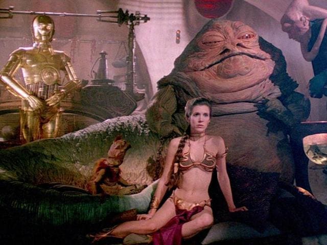 Princess Leia wore the famous bikini after she was captured by Jabba the Hutt on the desert planet. Tatooine. (File Photo) Princess Leia wore the famous bikini after she was captured by Jabba the Hutt on the desert planet. Tatooine. (File Photo)