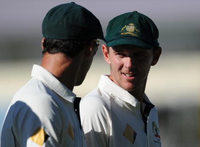 Mitchell Starc (L) walks with teammate Josh Hazlewood (R) during their Test match against South Africa. (AFP) Mitchell Starc (L) walks with teammate Josh Hazlewood (R) during their Test match against South Africa. (AFP)