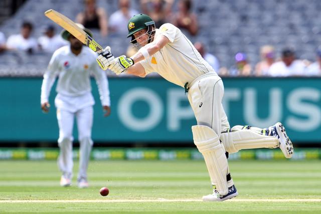 Australia's Steve Smith plays a shot against Pakistan on the fourth day of the second cricket Test match in Melbourne. (AFP) Australia's Steve Smith plays a shot against Pakistan on the fourth day of the second cricket Test match in Melbourne. (AFP)