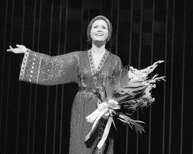 In this March 8, 1983, file photo, actress Debbie Reynolds returns for a curtain call after a performance of "Woman of the Year" at New York's palace theatre. (AP) In this March 8, 1983, file photo, actress Debbie Reynolds returns for a curtain call after a performance of "Woman of the Year" at New York's palace theatre. (AP)