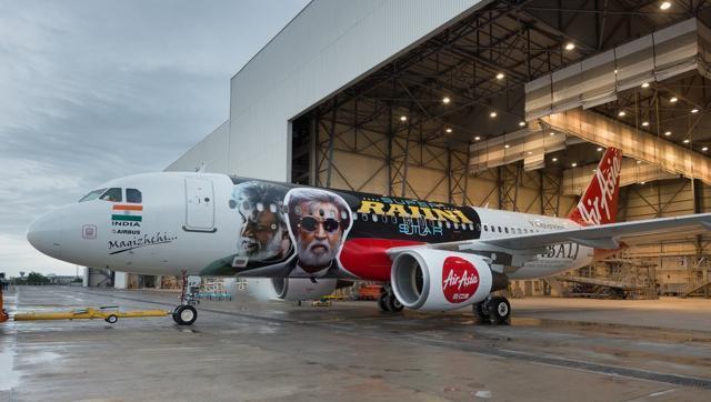 Air Asia painted its body in ‘Kabali’ colours. Air Asia painted its body in ‘Kabali’ colours.