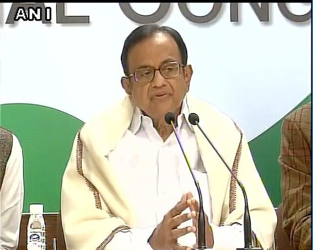 P Chidambaram addresses a press conference in New Delhi on Friday (ANI on Twitter) P Chidambaram addresses a press conference in New Delhi on Friday (ANI on Twitter)