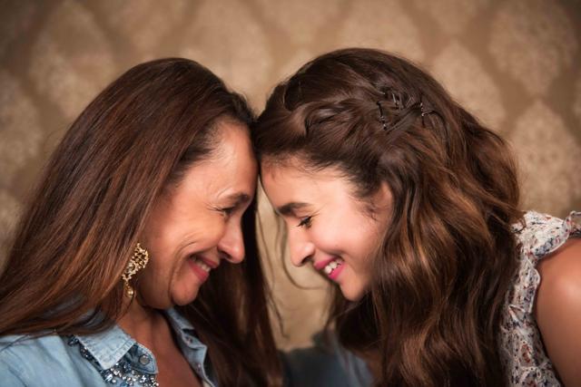 Actor Alia Bahtt shares a light moment with mother Soni Razdan on Mother’s Day at their Juhu house in Mumbai. (Aalok Soni/HT Photo)