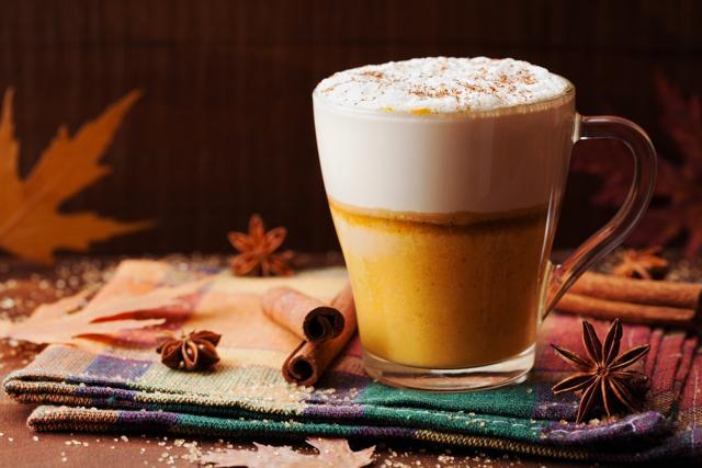 Pumpkin spiced latte or coffee in a glass on a rustic table. (iStockphoto) Pumpkin spiced latte or coffee in a glass on a rustic table. (iStockphoto)