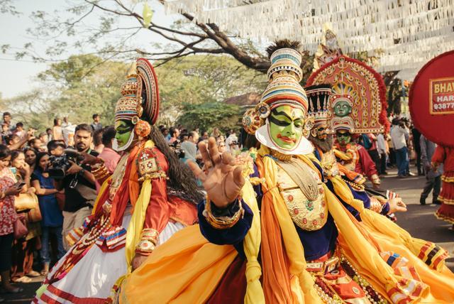 A Kathakali dance in progress during a New Year carnival at Fort Kochi in Kerala. (Shutterstock) A Kathakali dance in progress during a New Year carnival at Fort Kochi in Kerala. (Shutterstock)