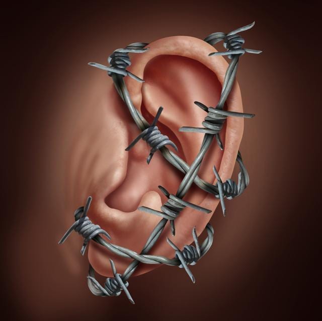 Combined hearing loss is defined as any combination of conductive hearing loss (which is due to problems with the bones of the middle ear), sensorineural hearing loss (when there is damage to the cochlea or to the nerve pathways from the inner ear to the brain), deafness and unspecified hearing loss. (Shutterstock) Combined hearing loss is defined as any combination of conductive hearing loss (which is due to problems with the bones of the middle ear), sensorineural hearing loss (when there is damage to the cochlea or to the nerve pathways from the inner ear to the brain), deafness and unspecified hearing loss. (Shutterstock)