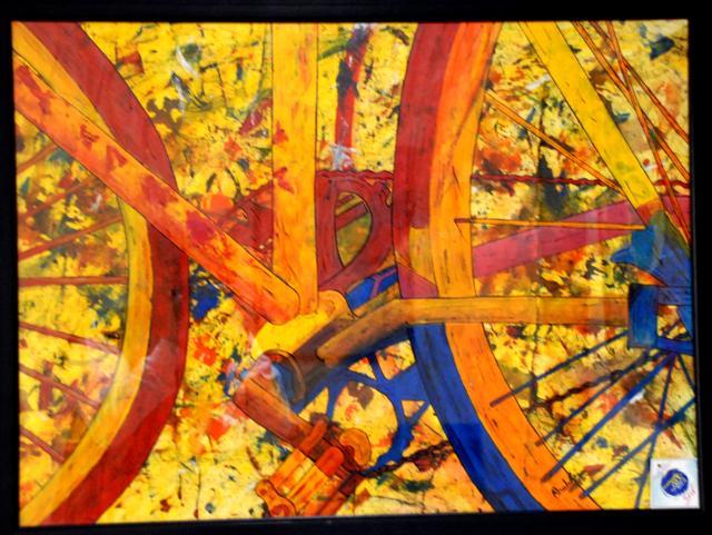 Artist Shubhra’s painting, ‘Cycle’. (SINGH DIGITAL STUDIO, MANIMAJRA) Artist Shubhra’s painting, ‘Cycle’. (SINGH DIGITAL STUDIO, MANIMAJRA)
