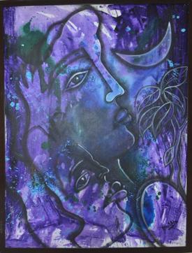 Artist Shubhra’s painting, ‘Beauty of Night’. (VIKRAM JIT SINGH) Artist Shubhra’s painting, ‘Beauty of Night’. (VIKRAM JIT SINGH)