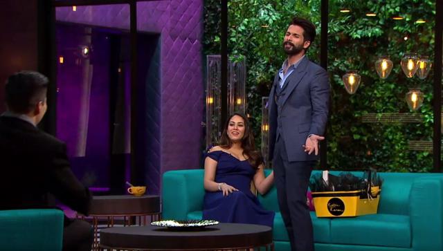 Shahid cribbed when Karan would not tell them who won the Koffee hamper. (Hotstar)