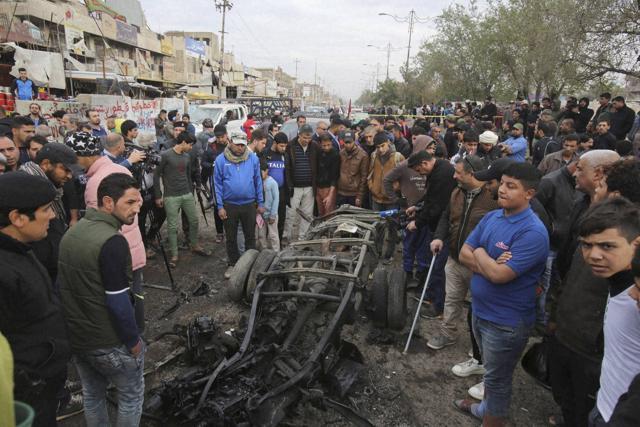 A suicide bomber blew up his explosives-laden vehicle on Monday. (AP Photo) A suicide bomber blew up his explosives-laden vehicle on Monday. (AP Photo)