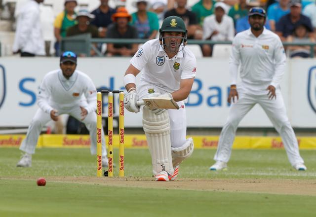 South Africa's Dean Elgar plays a shot against Sri Lanka. (REUTERS) South Africa's Dean Elgar plays a shot against Sri Lanka. (REUTERS)