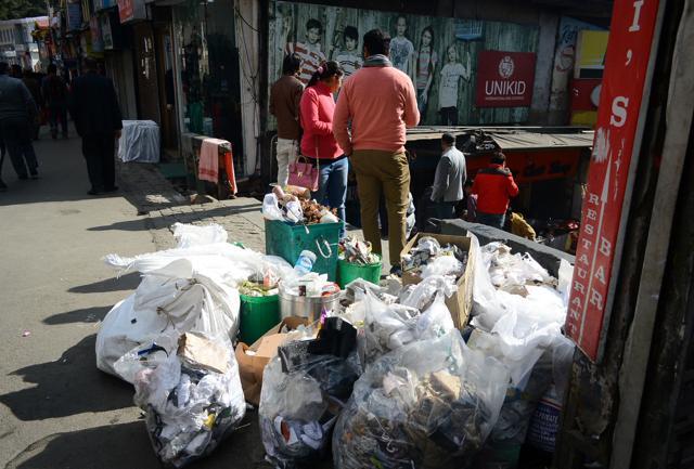 In the morning, liquor bottles, plastic waste were seen all around. (Deepak Sansta/HT Photo) In the morning, liquor bottles, plastic waste were seen all around. (Deepak Sansta/HT Photo)