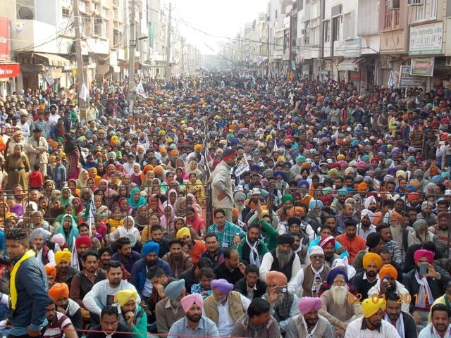 The Inquilab rally of Aam Aadmi Party (AAP) held Barnala on Monday (HT Photo)