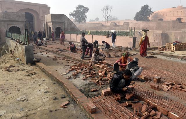 Construction work in progress at Gobindgarh fort in Amritsar. (HT File Photo) Construction work in progress at Gobindgarh fort in Amritsar. (HT File Photo)