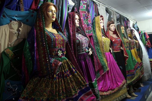 The Tailoring Afghani shop run by Mohammad Waseem, 28, in Bhogal specialises in traditional Afghan wedding wear for both men and women. He’s been living in Delhi for three years. (Shivam Saxena/ HT Photo)