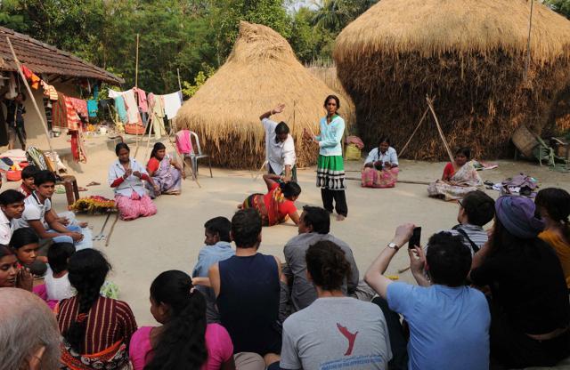 A team of Jana Sanskriti rehearse a play seeking women's liberation from household work. (Subhankar Chakraborty/ Hindustan Times) A team of Jana Sanskriti rehearse a play seeking women's liberation from household work. (Subhankar Chakraborty/ Hindustan Times)