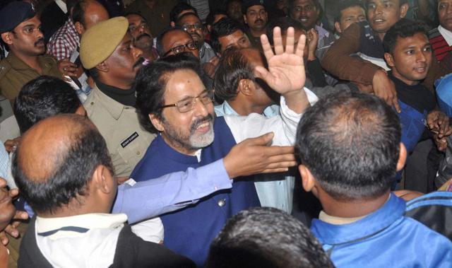 TMC MP Sudip Bandopadhyay being taken by CBI officers to Bhubaneswar for further inquiry. (PTI) TMC MP Sudip Bandopadhyay being taken by CBI officers to Bhubaneswar for further inquiry. (PTI)