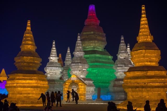 The sculptures range from animals and cartoon characters to replicas of famous world monuments and landscapes, as well as a 340-meter (1,115-feet)-long slide that state media say took around 500 builders to complete. (AFP) The sculptures range from animals and cartoon characters to replicas of famous world monuments and landscapes, as well as a 340-meter (1,115-feet)-long slide that state media say took around 500 builders to complete. (AFP)