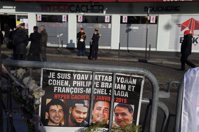 Republican guards stand outside the Hyper Cacher supermarket ahead of a ceremony marking the second anniversary of the deadly attack against the store in Paris on January 5, 2017. (AFP) Republican guards stand outside the Hyper Cacher supermarket ahead of a ceremony marking the second anniversary of the deadly attack against the store in Paris on January 5, 2017. (AFP)