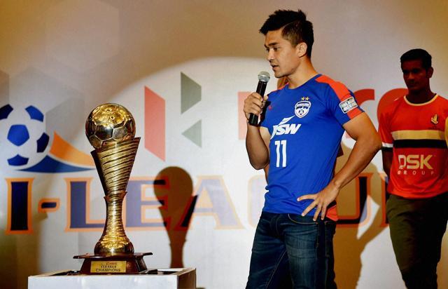 Bengaluru FC captain Sunil Chhetri speaks during a press conference for the next season of I-League. (PTI) Bengaluru FC captain Sunil Chhetri speaks during a press conference for the next season of I-League. (PTI)
