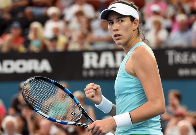 Garbine Muguruza of Spain reacts on a point against Svetlana Kuznetsova of Russia in their women's singles quarter-final match at the Brisbane International. (AFP)